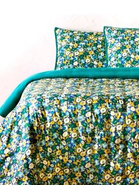 JUNGALOW X OPALHOUSE NWT floral quilt set -twin -blue/grn